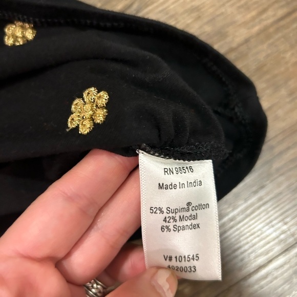 Coldwater Creek top black gold metallic embroidery round raglan sleeve  size S - Picture 5 of 9